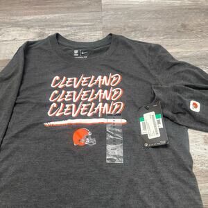 NWT The Nike Tee NFL Cleveland Browns Gray Womens XL Spellout Long Sleeve Shirt